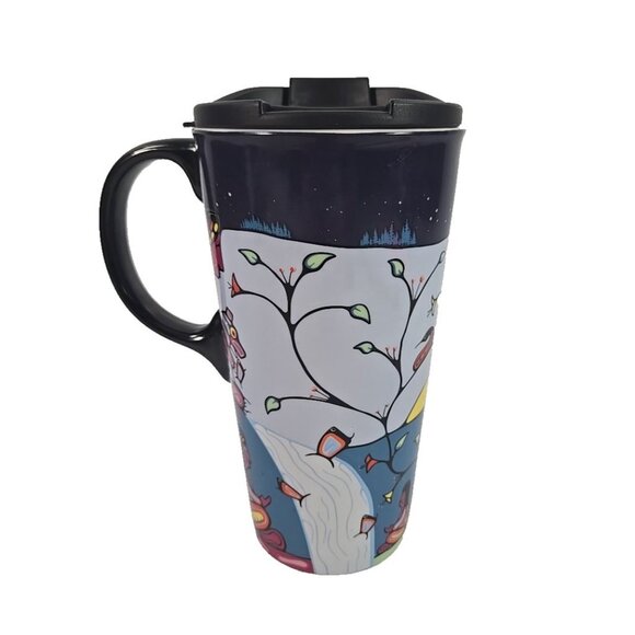 Native Northwest Travel Mug Indigenous Art Ceramic Tumbler Vancouver Canada - Picture 5 of 7